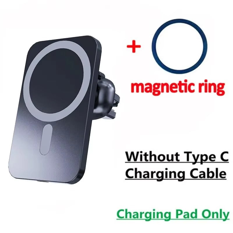 Premium iPhone MagSafe Magnetic Car Wireless Charger, Fast Charging Phone Mount with 360° Rotation, Air Vent Holder & Type-C Input