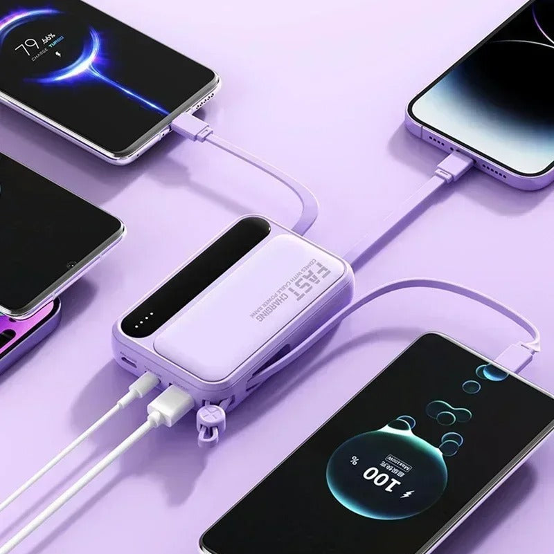 Rugged High-Capacity Portable Power Bank, 120W Fast-Charge Battery with Built-In Cables and Digital LED Display for Multi-Device Charging Research portable power banks 120W Spend a few minutes for better results
