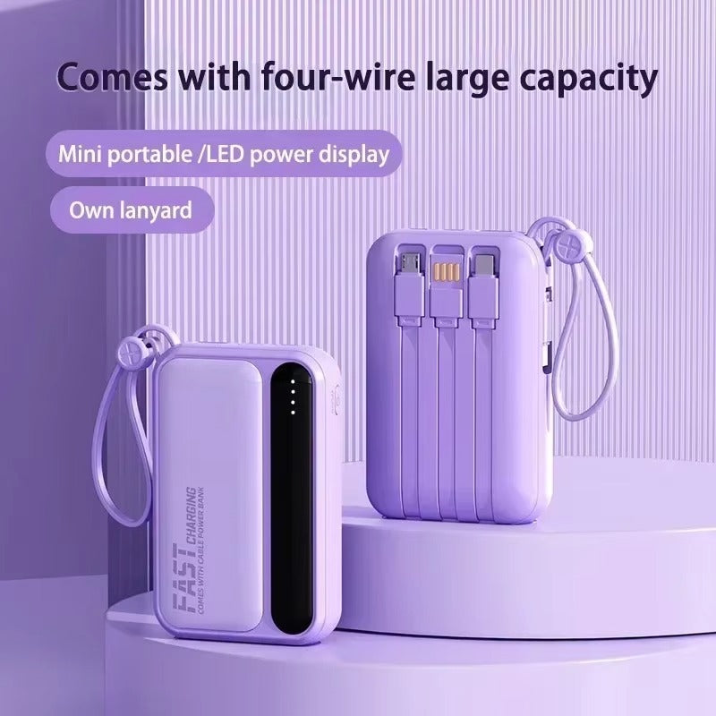Rugged High-Capacity Portable Power Bank, 120W Fast-Charge Battery with Built-In Cables and Digital LED Display for Multi-Device Charging Research portable power banks 120W Spend a few minutes for better results