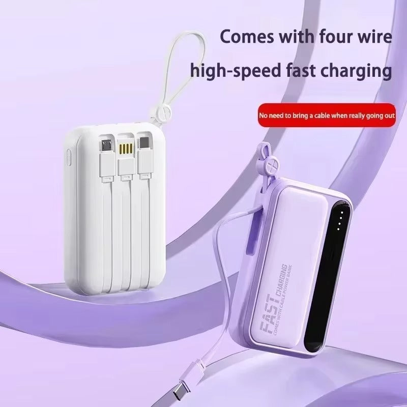 Rugged High-Capacity Portable Power Bank, 120W Fast-Charge Battery with Built-In Cables and Digital LED Display for Multi-Device Charging Research portable power banks 120W Spend a few minutes for better results