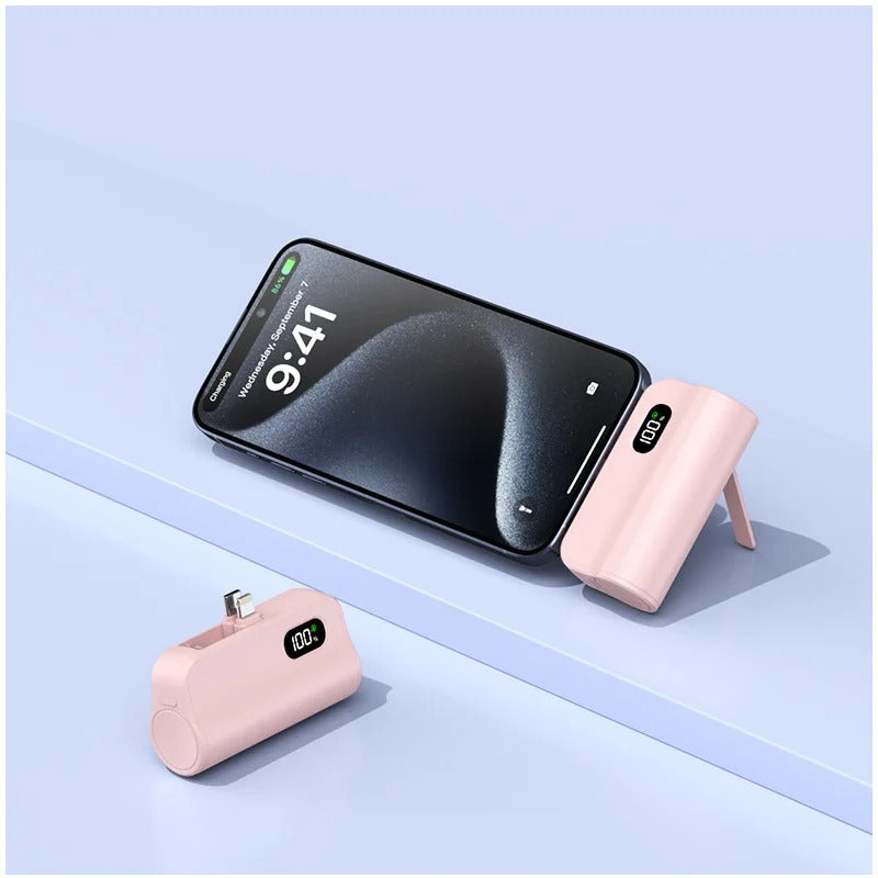 Rugged High-Capacity Portable Power Bank, 20W Fast-Charge Battery with Built-In Cables and LED Light for Multi-Device Charging