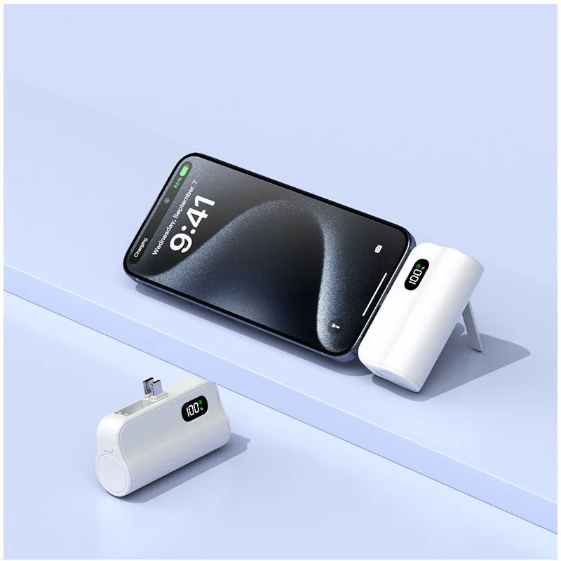 Rugged High-Capacity Portable Power Bank, 20W Fast-Charge Battery with Built-In Cables and LED Light for Multi-Device Charging