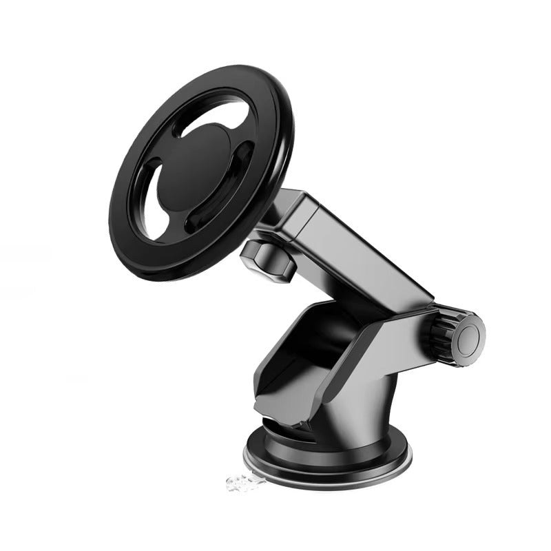 Rugged Magnetic Car Wireless Charger Stand, 15W Fast-Charge Metal Mount with 360° Rotation and Foldable Design