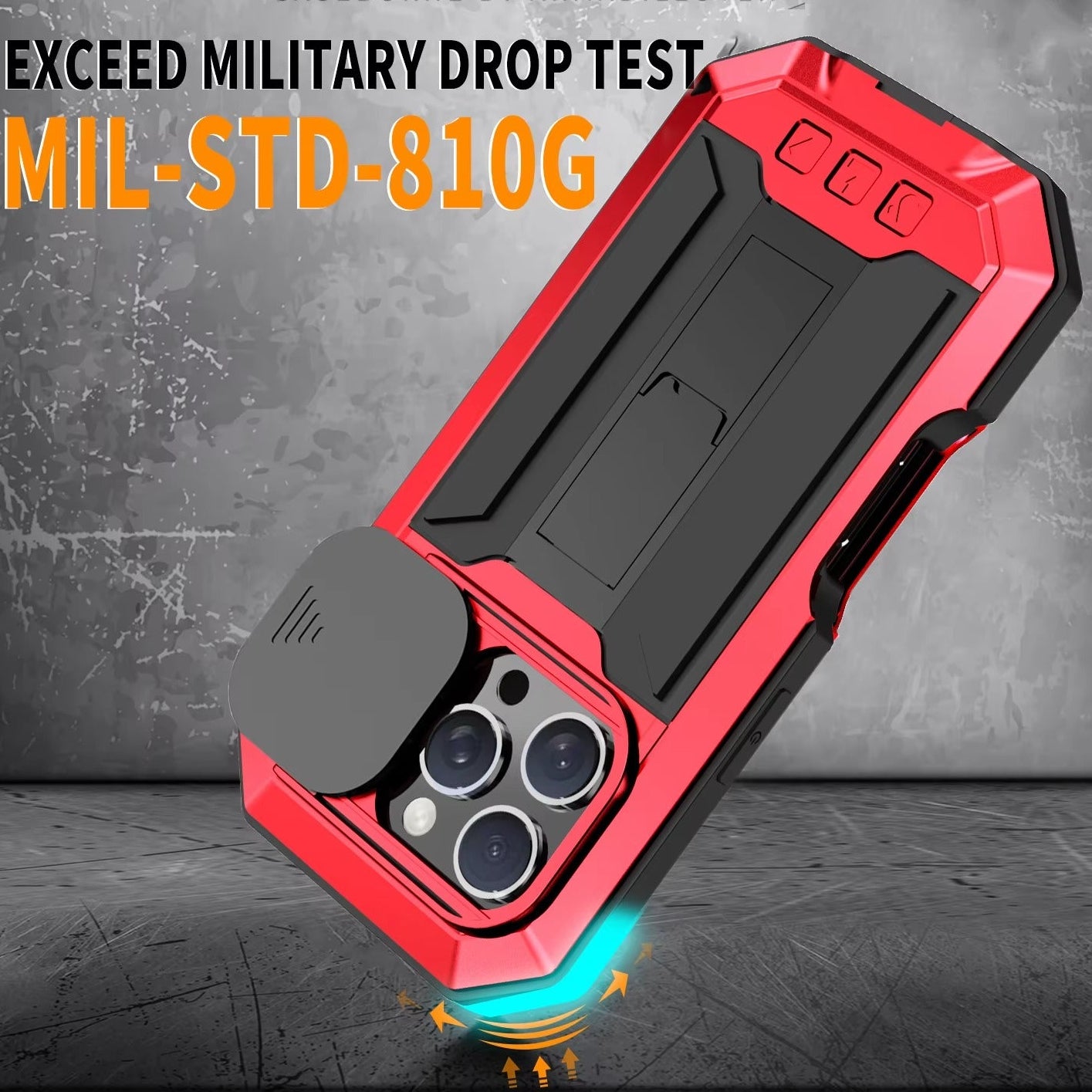 Rugged iPhone Case 360° Full Protection Shockproof — Metal Frame with Tempered Glass, Slide Camera Cover, Built-In Stand, Dustproof & Drop-Resistant Design