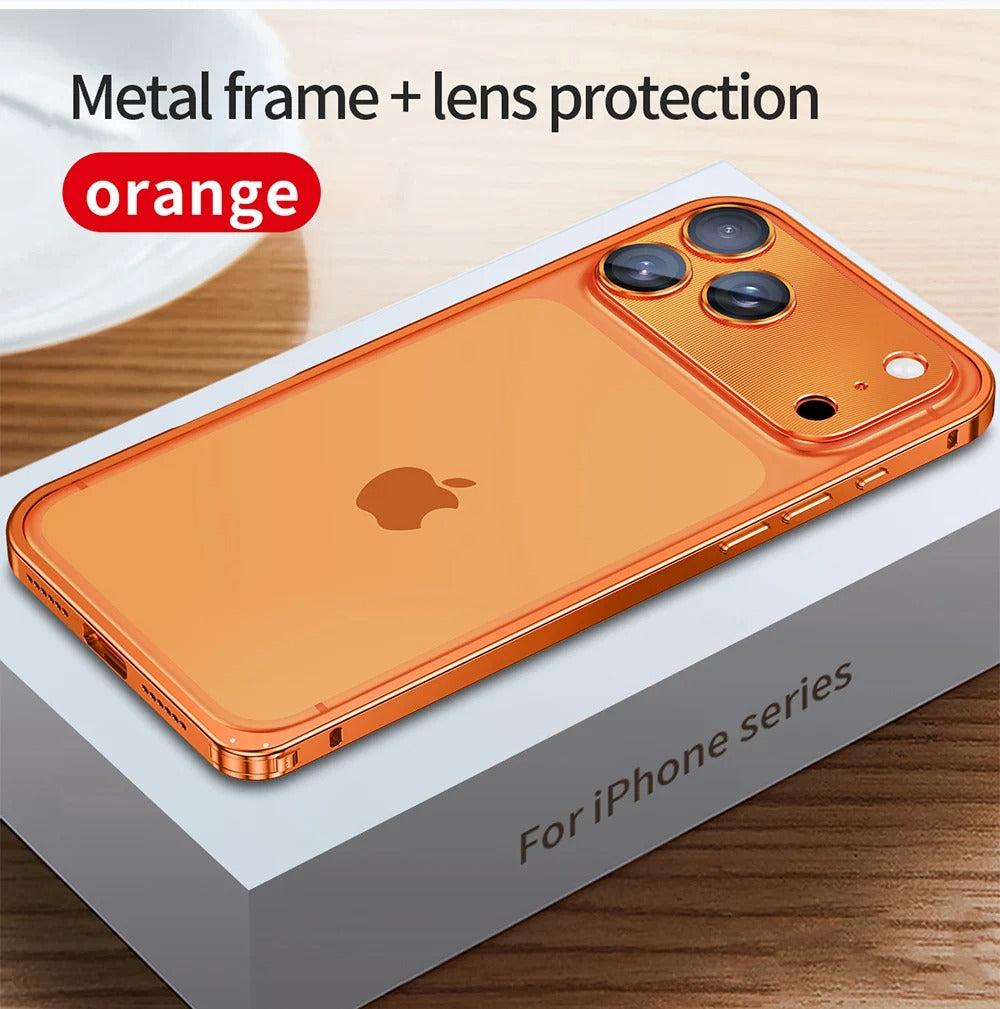 Rugged iPhone Case — Aluminum Alloy Frame Cover with Metal Lens Glass Protection, Heat-Dissipation Design and Durable Shockproof Build