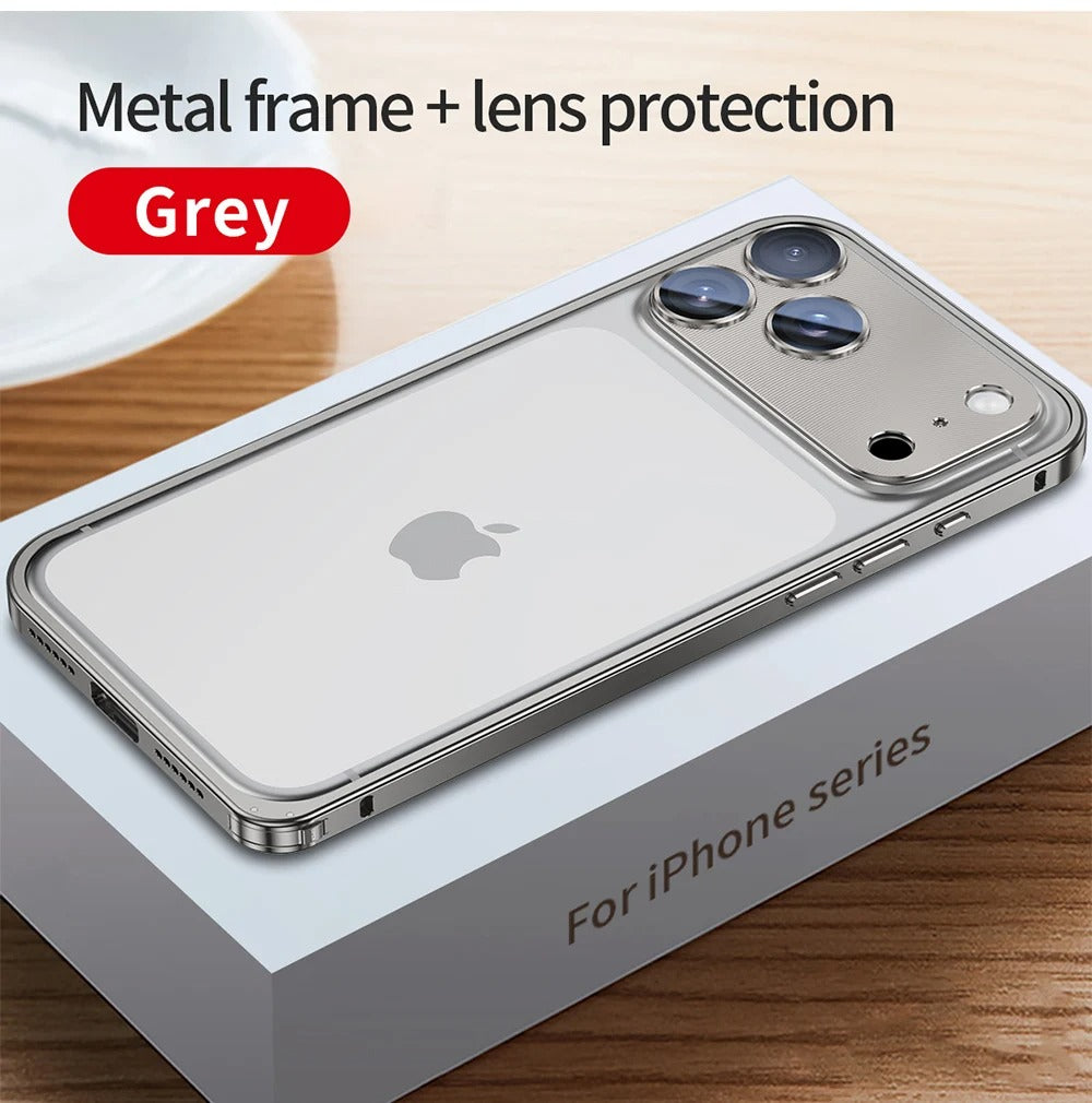 Rugged iPhone Case — Aluminum Alloy Frame Cover with Metal Lens Glass Protection, Heat-Dissipation Design and Durable Shockproof Build