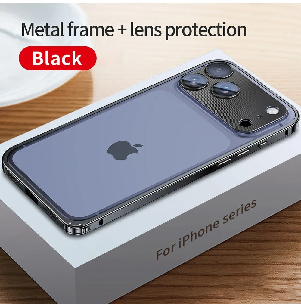 Rugged iPhone Case — Aluminum Alloy Frame Cover with Metal Lens Glass Protection, Heat-Dissipation Design and Durable Shockproof Build