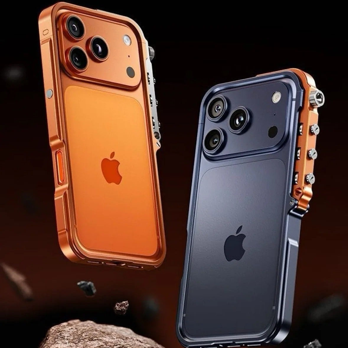 Rugged iPhone Case — Cyberpunk Aluminum Alloy Mechanical Bumper with Shockproof Metal Frame and Heavy-Duty Drop Protection