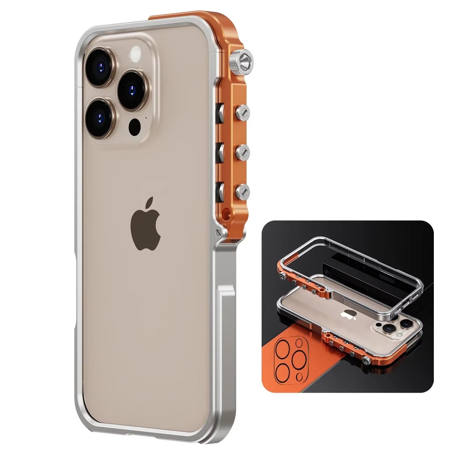 Rugged iPhone Case — Full-Metal Mechanical Mecha Cover with Military-Grade Shockproof Aluminum Design, Lightweight Drop-Proof Protection and Lanyard Support