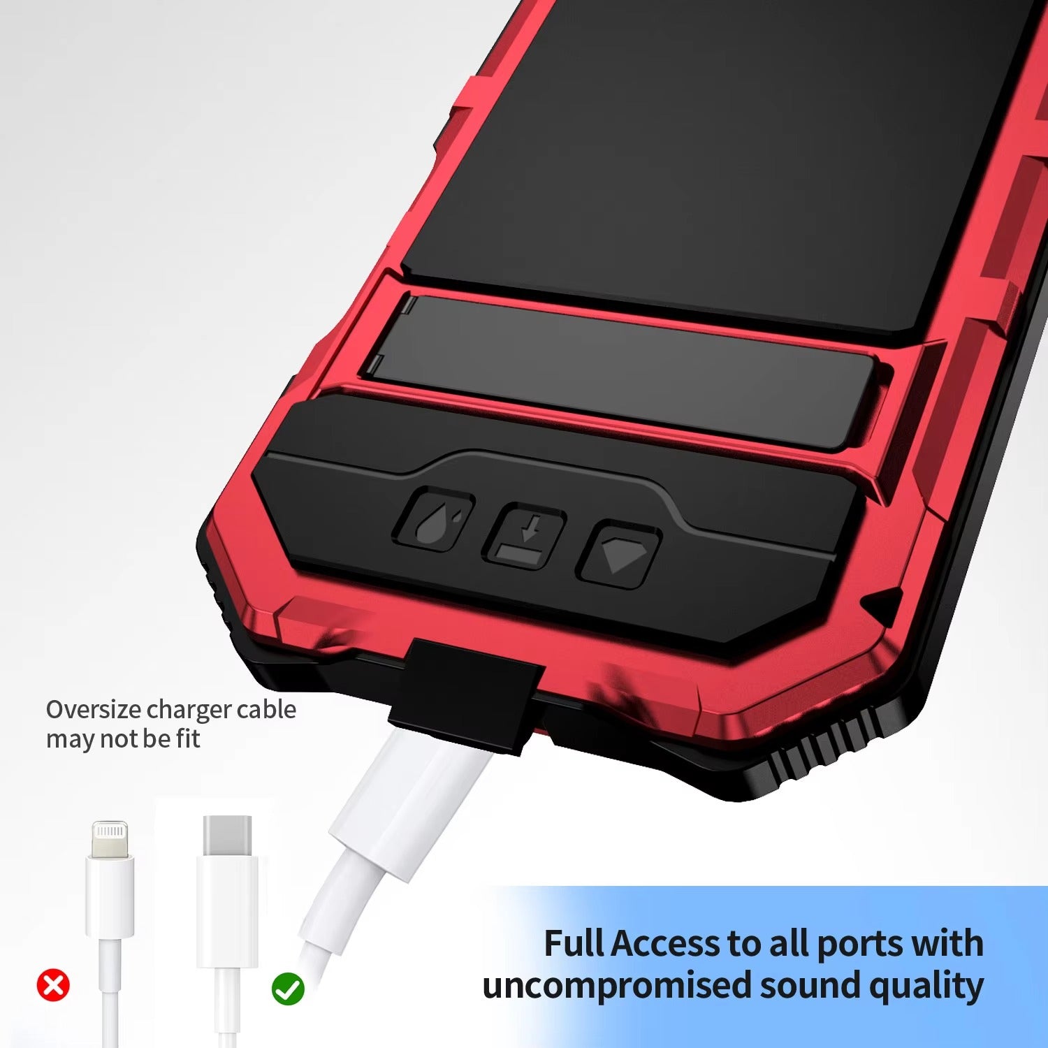 Rugged iPhone Case — Heavy-Duty Aluminum Armor Cover with Built-In Glass Screen Protector, Kickstand, Shockproof Dual-Layer Design and Dustproof Anti-Fingerprint Finish