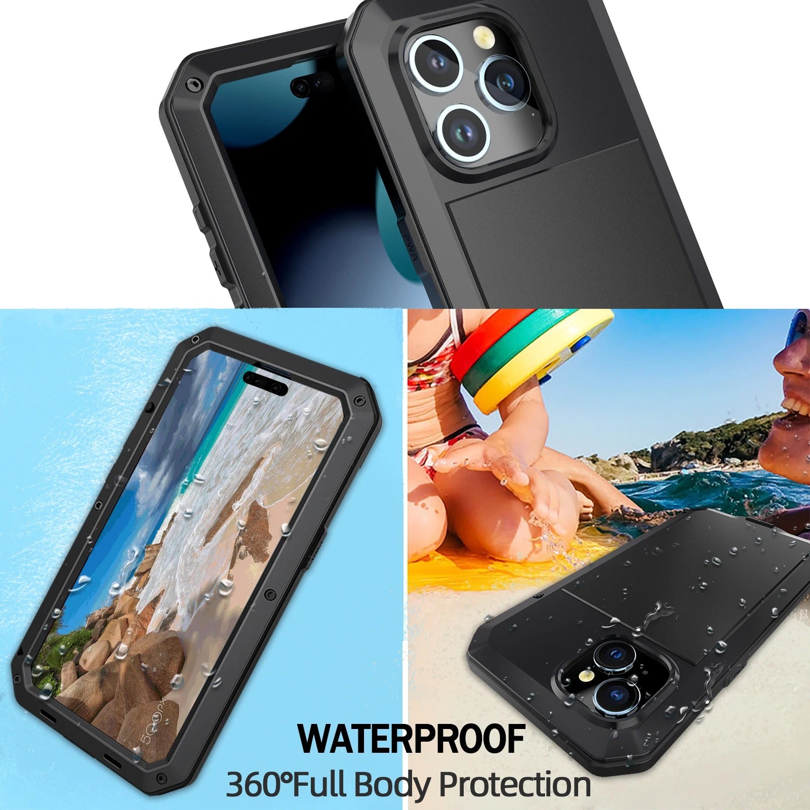 Rugged iPhone Case — Heavy-Duty Aluminum Armor Cover with Dual-Layer Metal + TPU Protection, Water-Resistant Dustproof Design and Shockproof Impact Truss