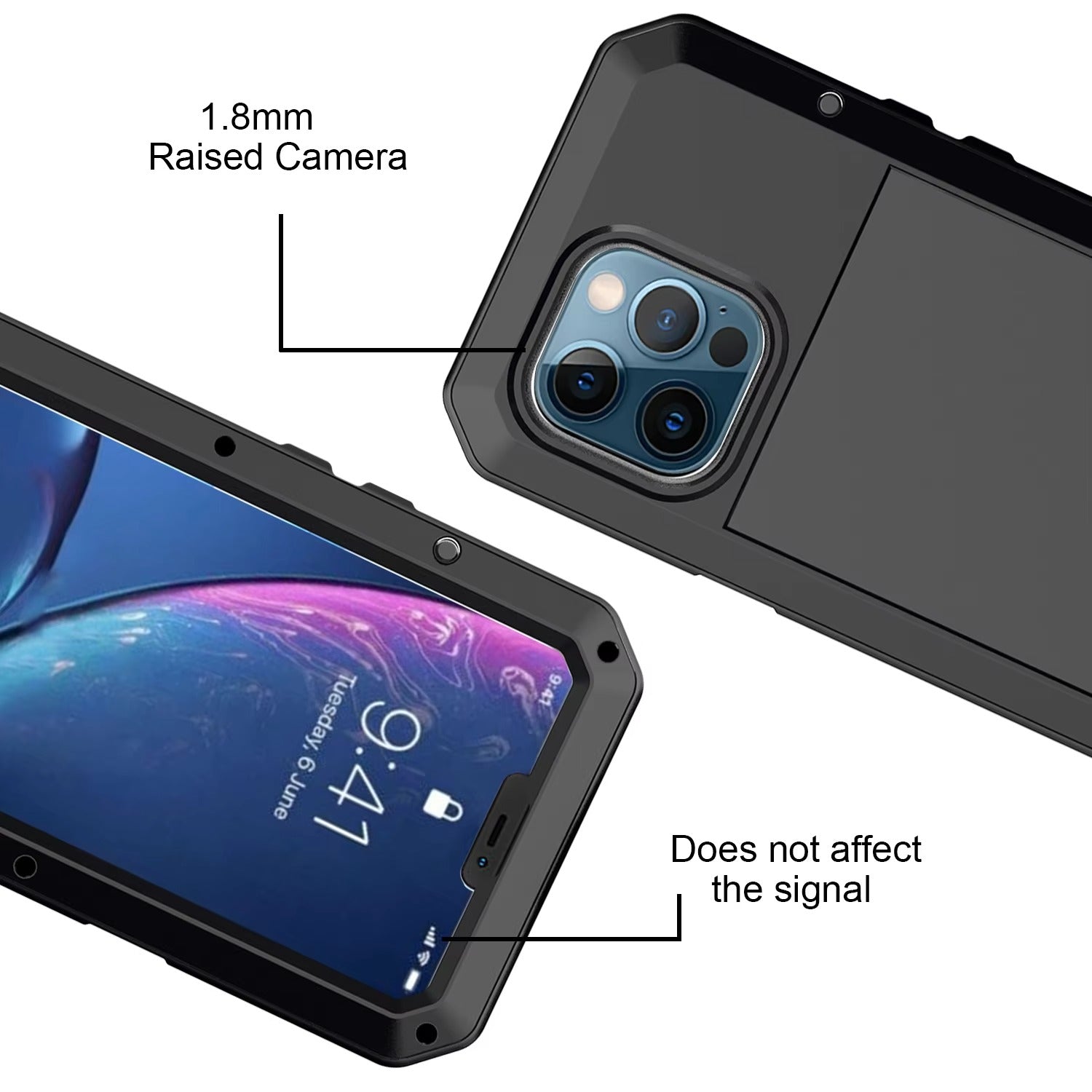 Rugged iPhone Case — Heavy-Duty Aluminum Armor Cover with Dual-Layer Metal + TPU Protection, Water-Resistant Dustproof Design and Shockproof Impact Truss