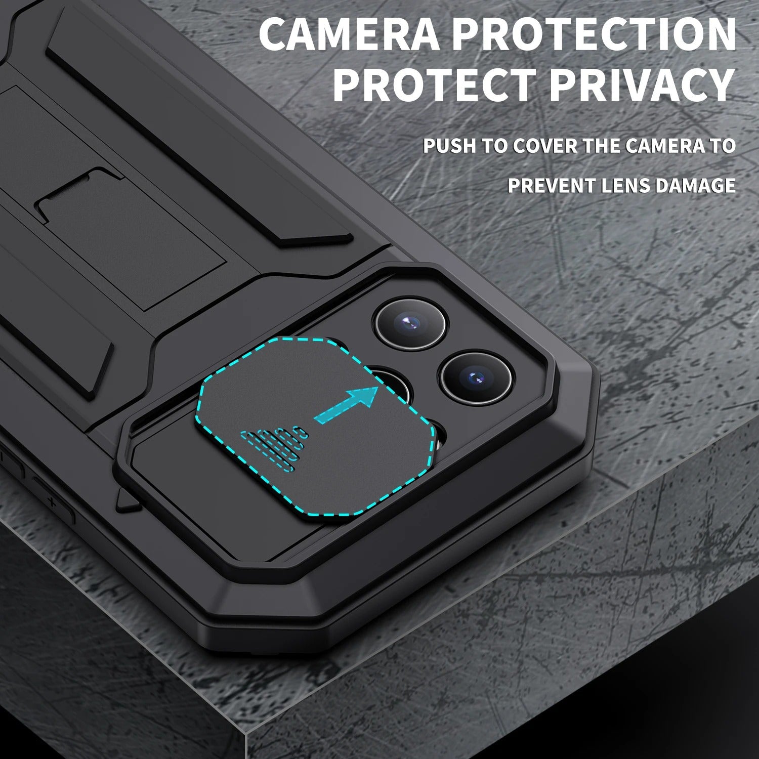 Rugged iPhone Case — Heavy-Duty Aluminum Full-Body Cover with Screen & Lens Protectors, Dual-Layer Shockproof Design, Kickstand and Dustproof Anti-Fingerprint Finish