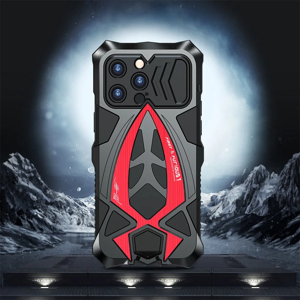 Rugged iPhone Case — Heavy-Duty Metal Armor Cover with Shockproof Defender Protection, Anti-Fingerprint Anti-Scratch Design and Non-Slip Grip