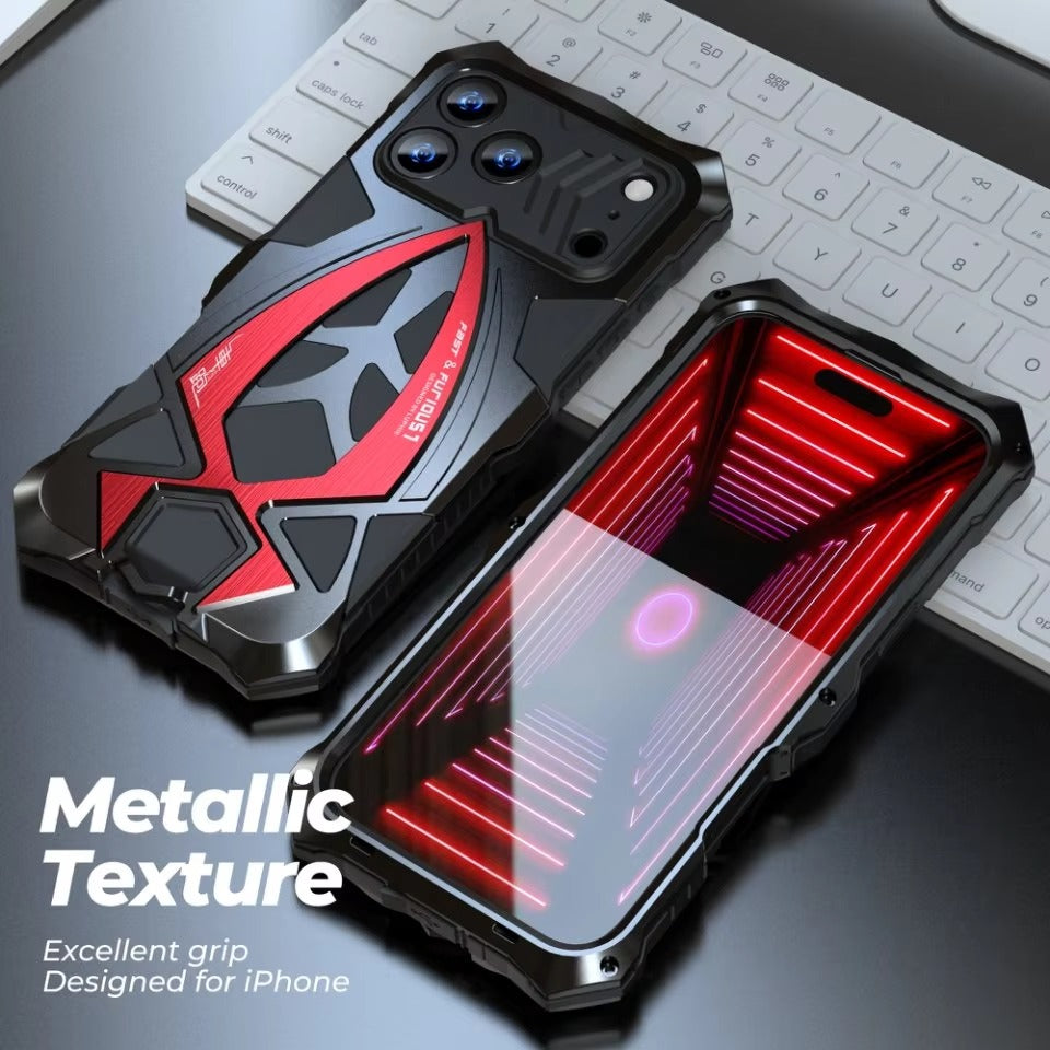 Rugged iPhone Case — Heavy-Duty Metal Armor Cover with Shockproof Defender Protection, Anti-Fingerprint Anti-Scratch Design and Non-Slip Grip