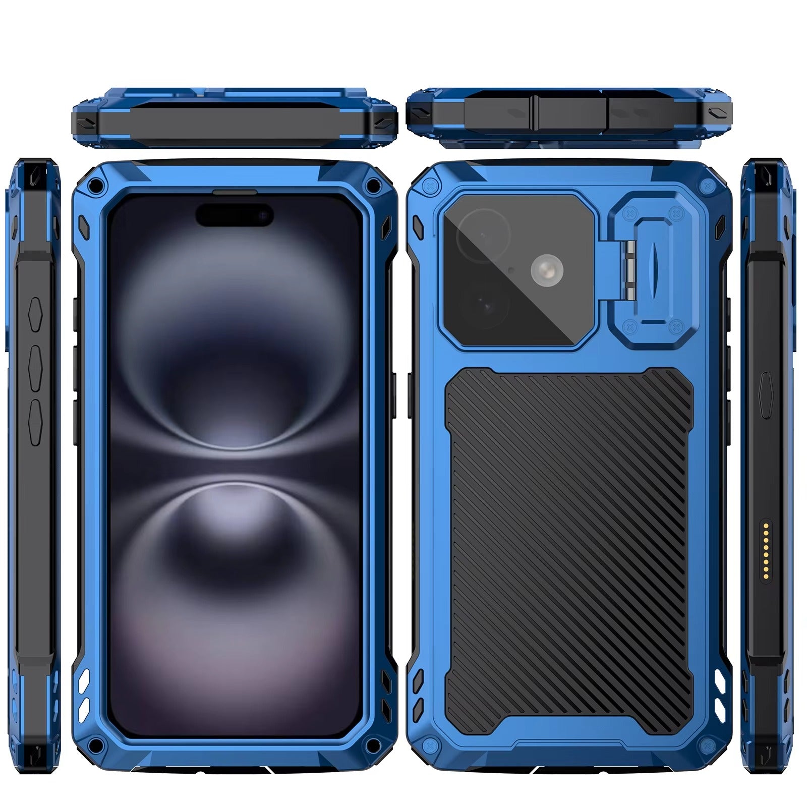 Rugged iPhone Case — Heavy-Duty Metal MagSafe Cover with Camera Guard Kickstand, 9H Screen & Lens Protectors, Dual-Layer Aluminum Bumper & Military-Grade Shockproof Design