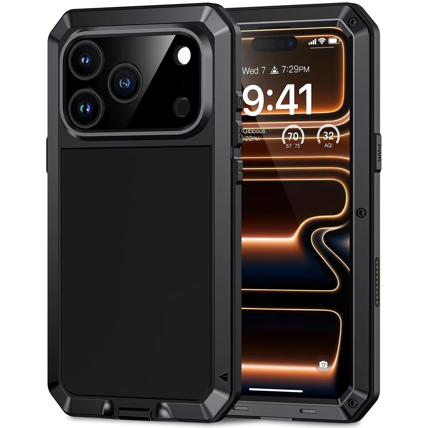 Rugged iPhone Case — Heavy-Duty Metal Protective Cover with Built-In Glass Screen Protector and Tough Shockproof TPU+PC Design