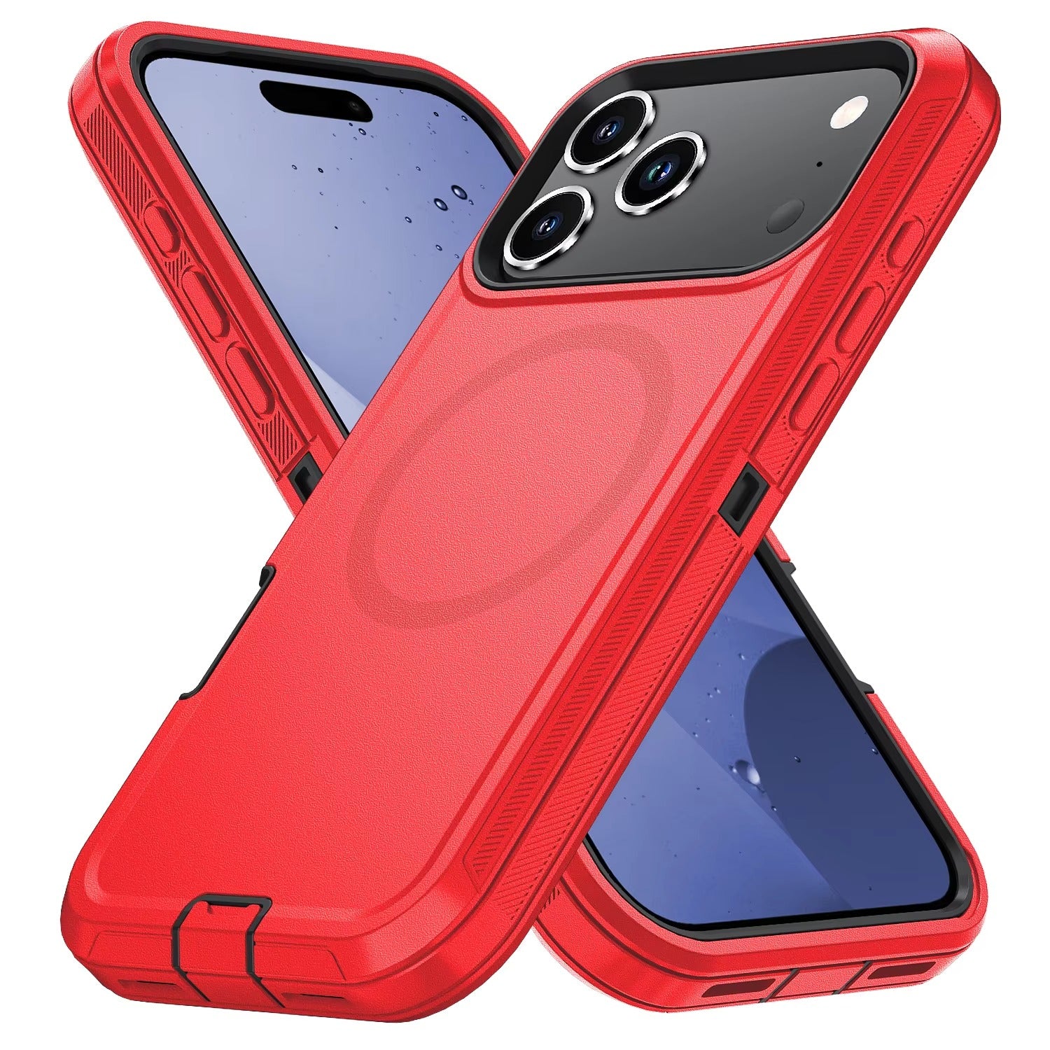 Rugged iPhone Case — MagSafe Armor Shockproof PC+TPU Defender Cover with Impact-Resistant Anti-Slip Durable Protection