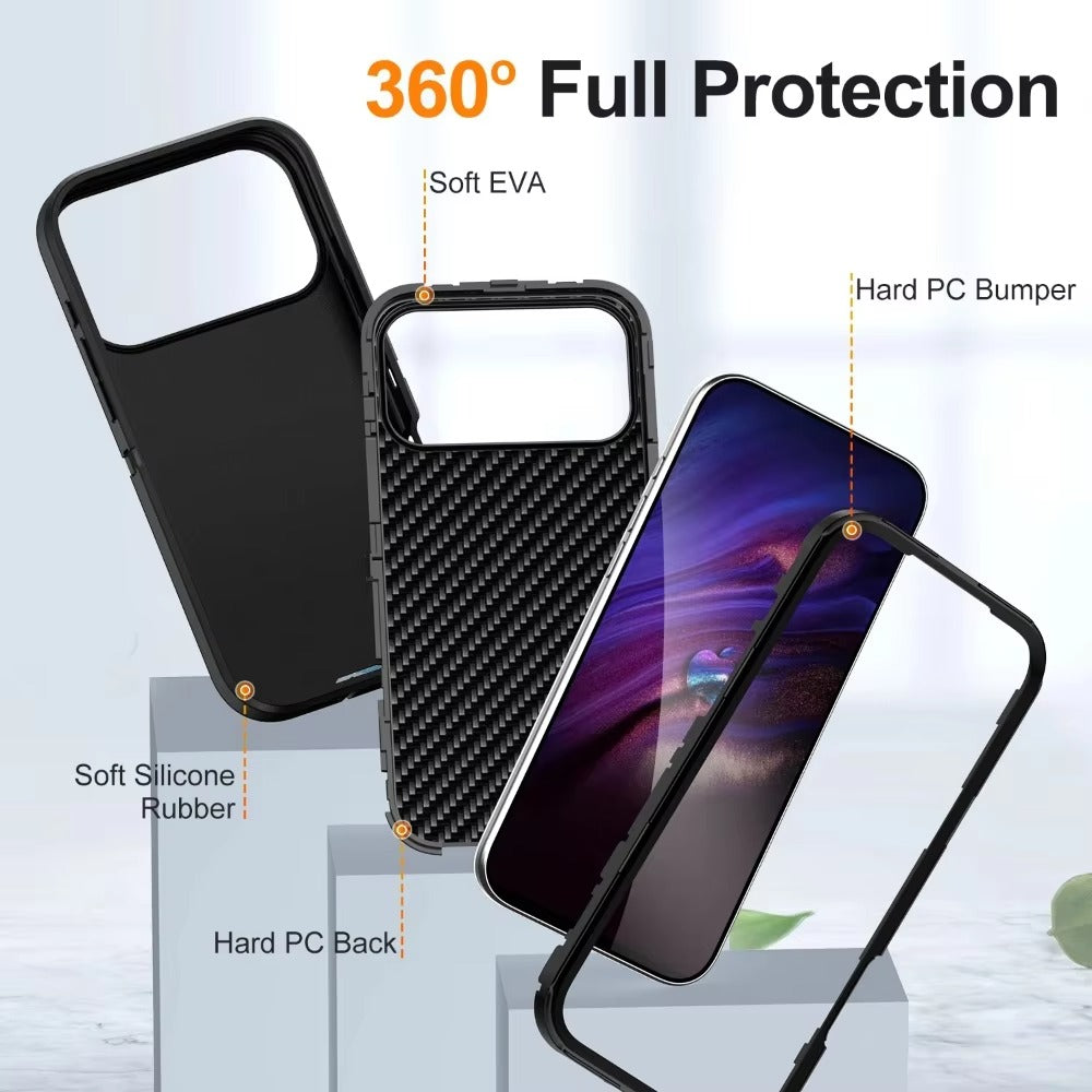 Rugged iPhone Case — MagSafe Armor Shockproof PC+TPU Defender Cover with Impact-Resistant Anti-Slip Durable Protection