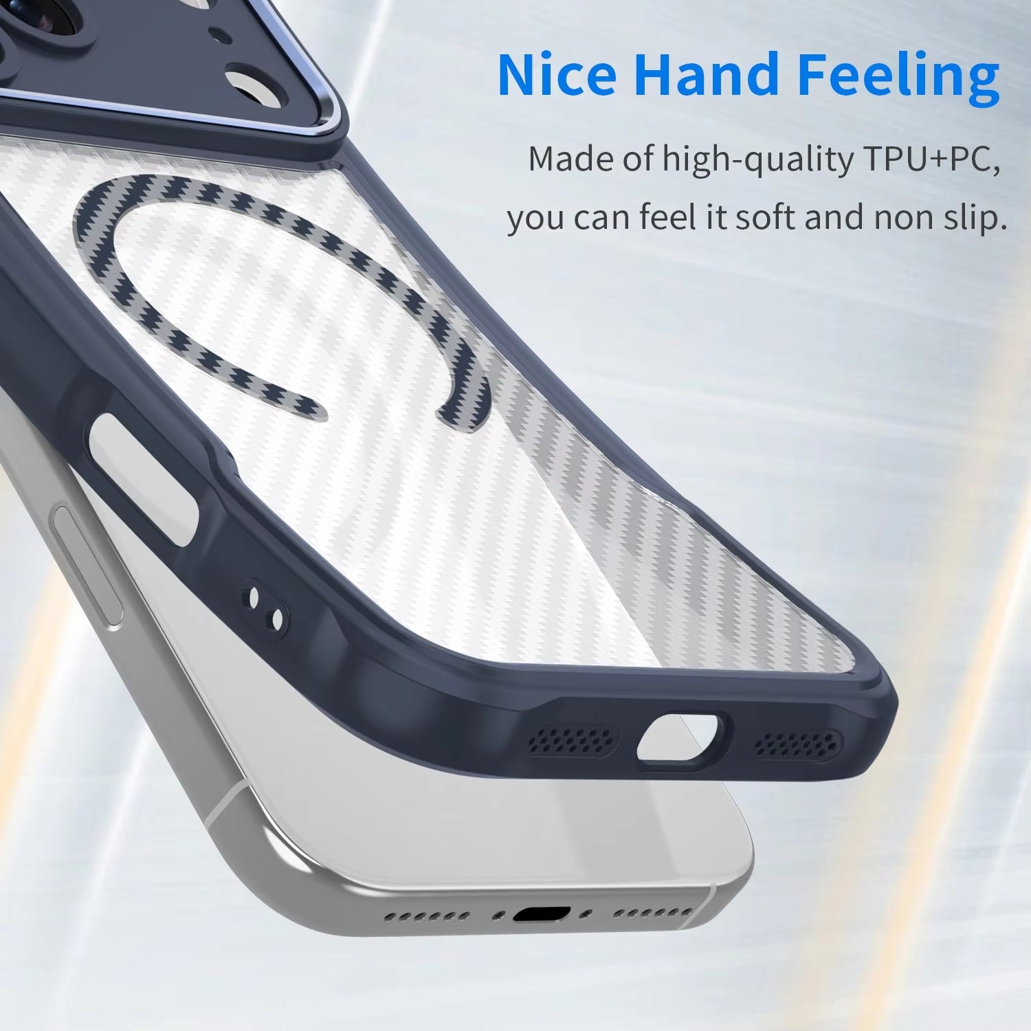 Rugged iPhone Case — MagSafe Carbon-Fiber Textured Shockproof Bumper Cover with Anti-Fingerprint Anti-Scratch Non-Slip Design