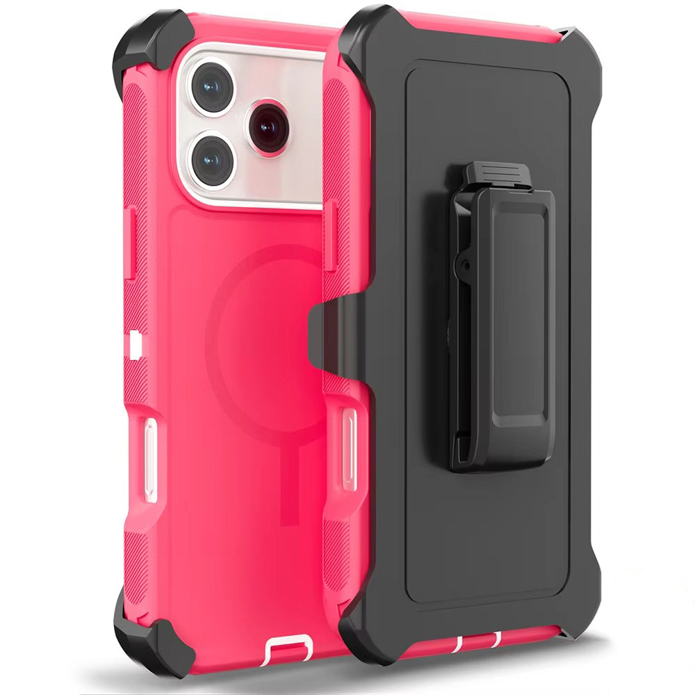Rugged iPhone Case — Magnetic Defender Box Cover with Shockproof Armor TPU+PC Design, Belt Clip Holder and Full-Port Protection