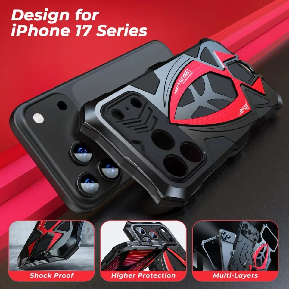 Rugged iPhone Case — Shockproof Metal Frame Armor with Impact Protection, Anti-Scratch Dustproof Cover and Full Edge Defense