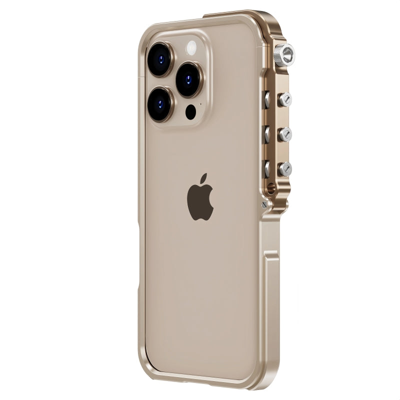 Rugged iPhone Case — Ultra-Light Aluminum Alloy Mecha Bumper with Military-Grade 360° Drop Protection, Shockproof Design and Lanyard Support