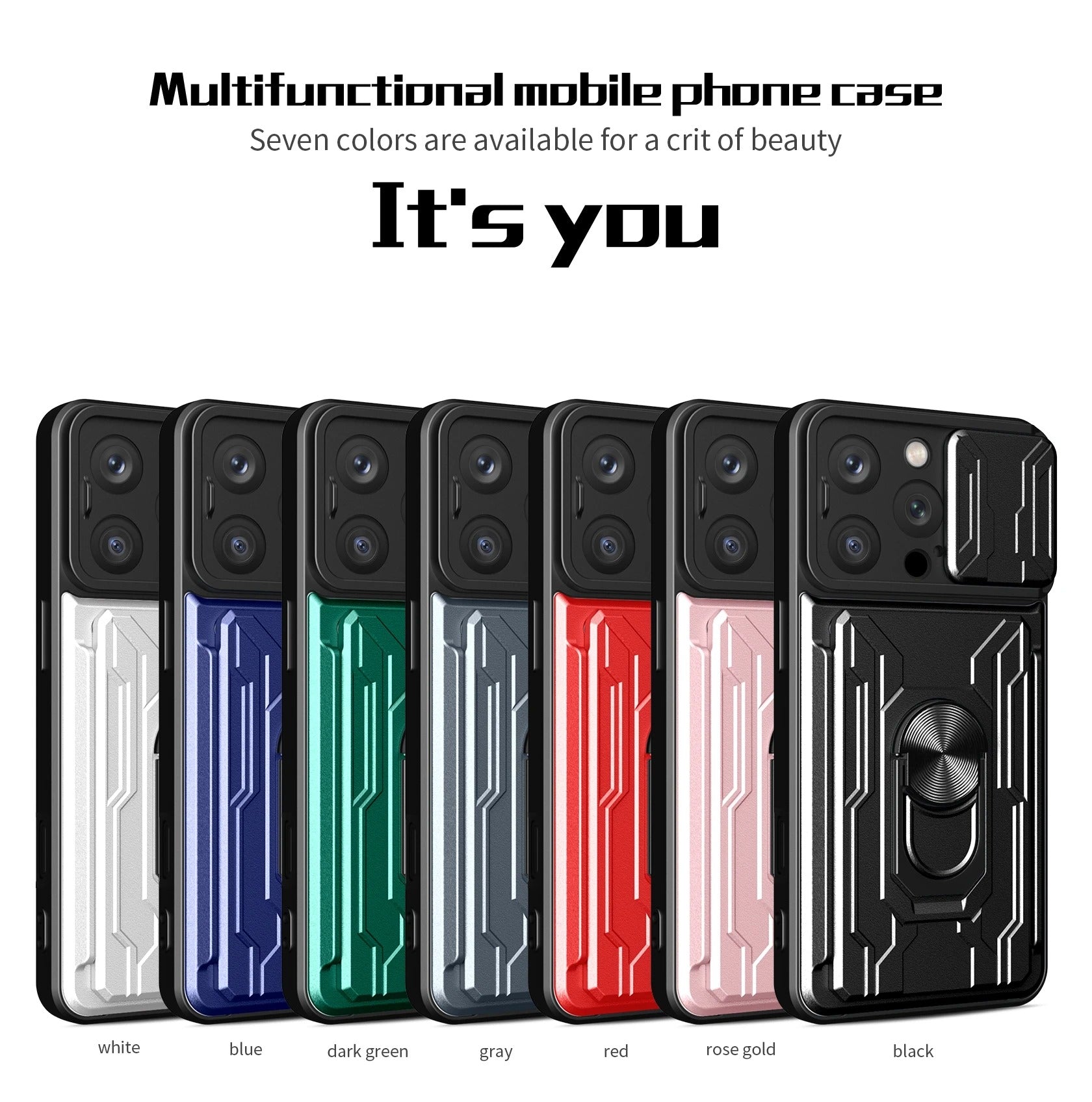 Rugged iPhone Heavy Duty Case with Card Pocket — Dual Layer Shockproof Armor Cover, 360° Ring Stand Holder, Magnetic Mount Compatible, Full Edge Protection