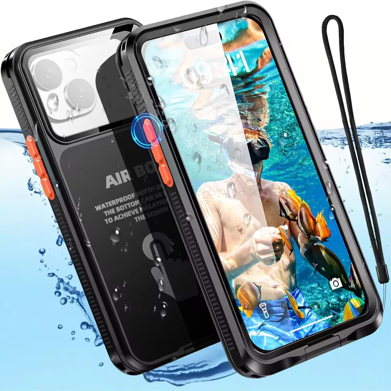 Rugged iPhone Case — IP68 Waterproof Full Protection Cover for Underwater Photography with Dropproof Dustproof Outdoor Design