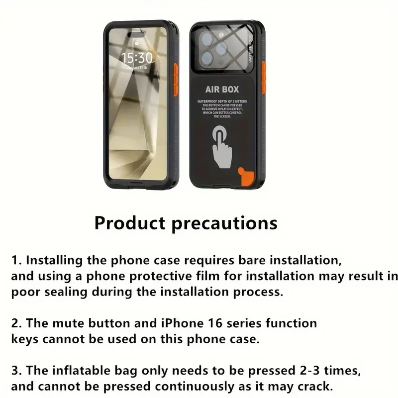 Rugged iPhone Case — IP68 Waterproof Full Protection Cover for Underwater Photography with Dropproof Dustproof Outdoor Design