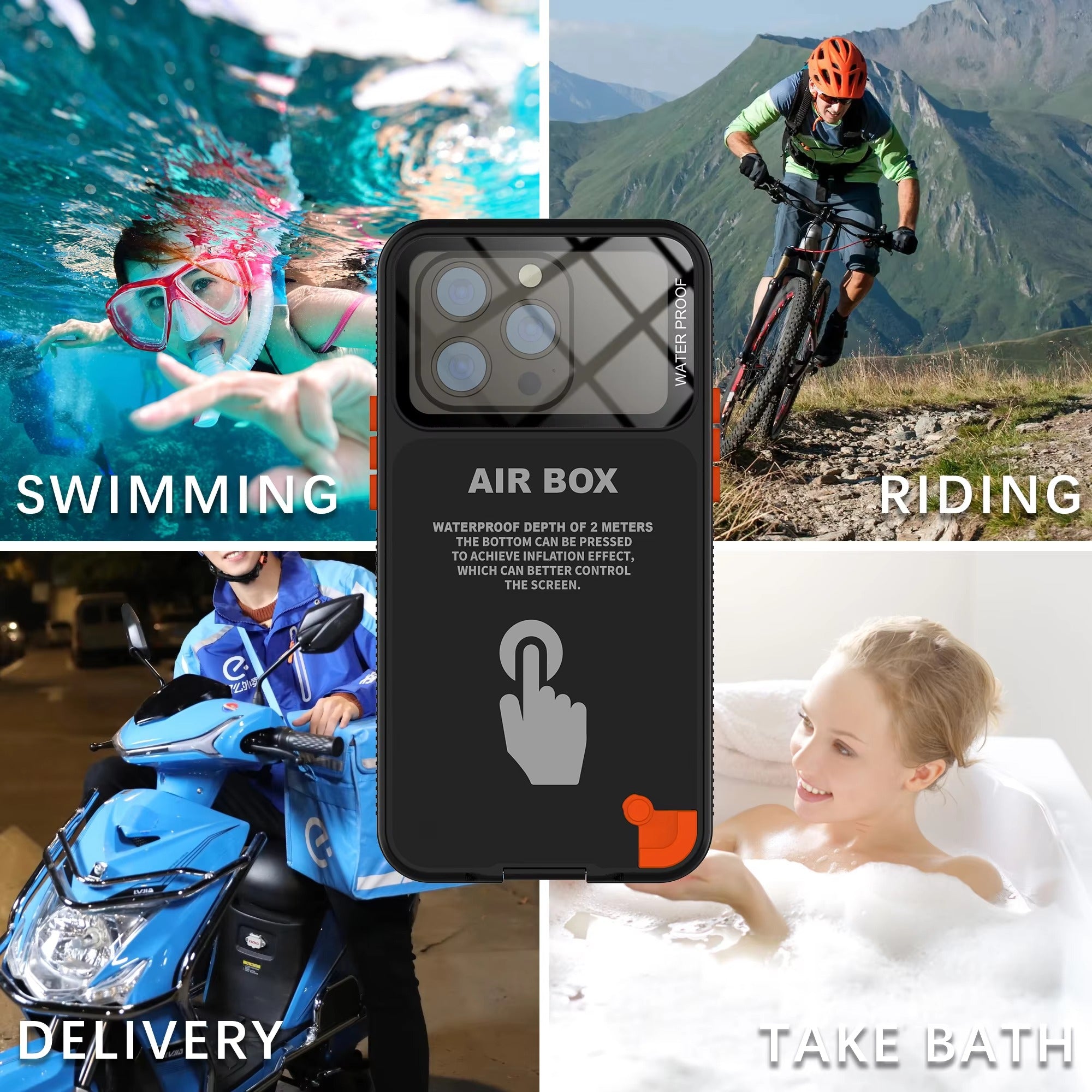 Rugged iPhone Case — IP68 Waterproof Full Protection Cover for Underwater Photography with Dropproof Dustproof Outdoor Design