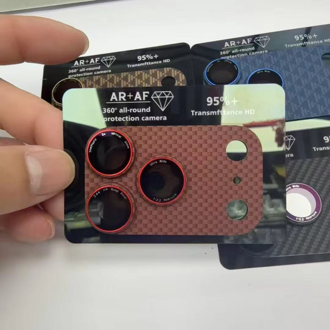 Rugged iPhone Kevlar Carbon Fiber Camera Lens Protector, Full-Cover Glass Shield with Precision Fit, Scratch Resistance & Impact Protection