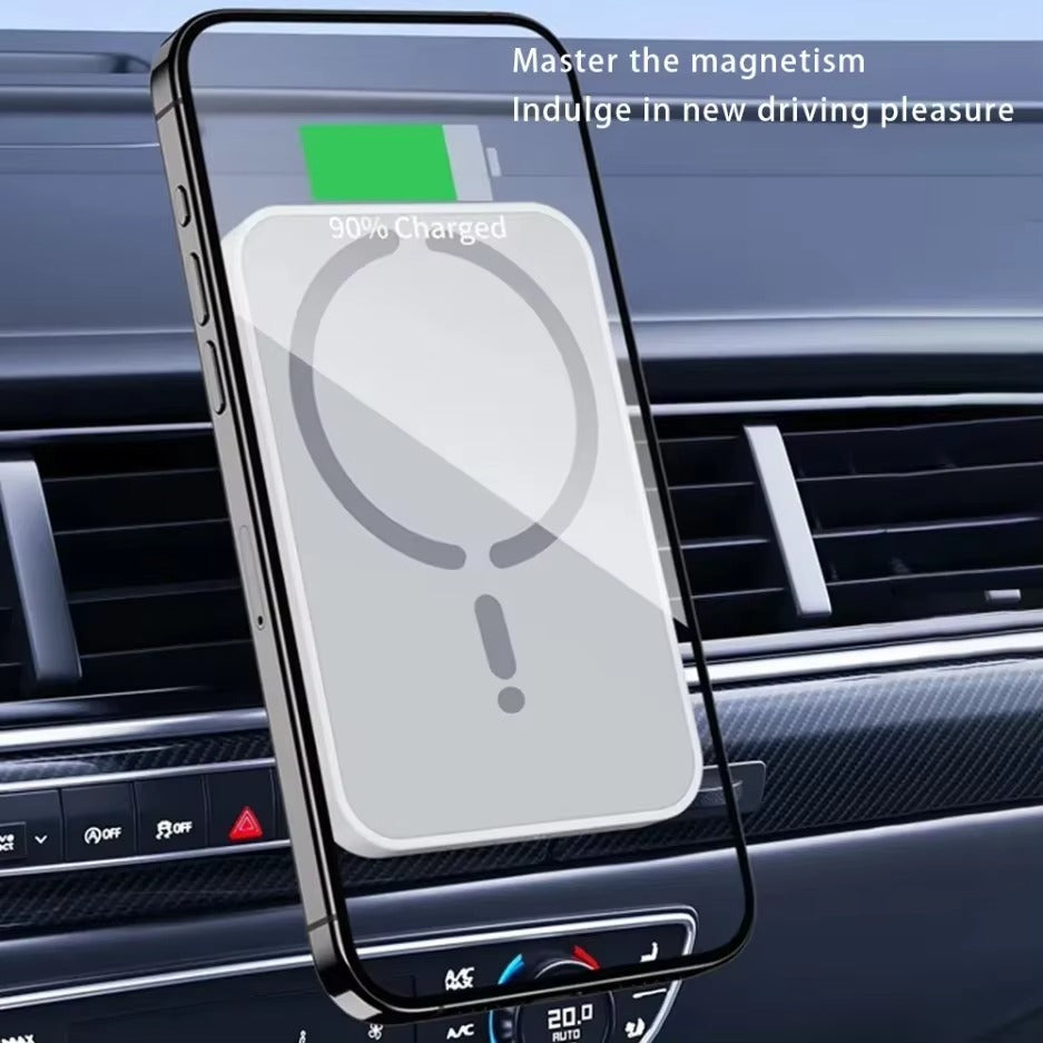 Rugged iPhone Magnetic Car Wireless Charger, 100W Fast-Charge Air Vent Phone Holder Stand with Strong MagSafe Alignment