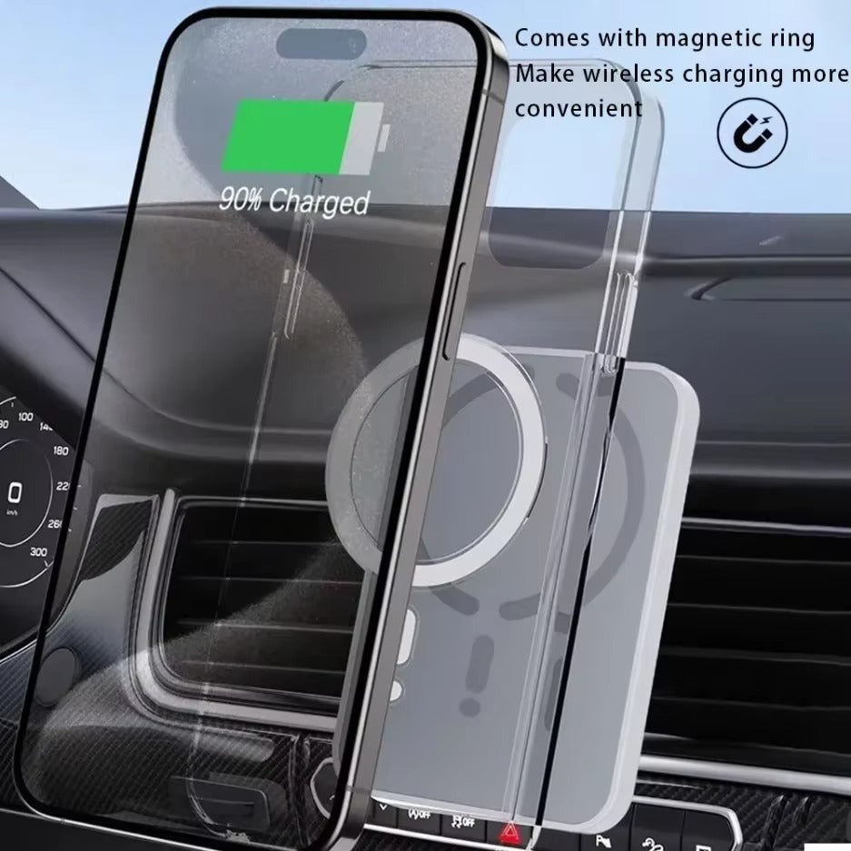 Rugged iPhone Magnetic Car Wireless Charger, 100W Fast-Charge Air Vent Phone Holder Stand with Strong MagSafe Alignment