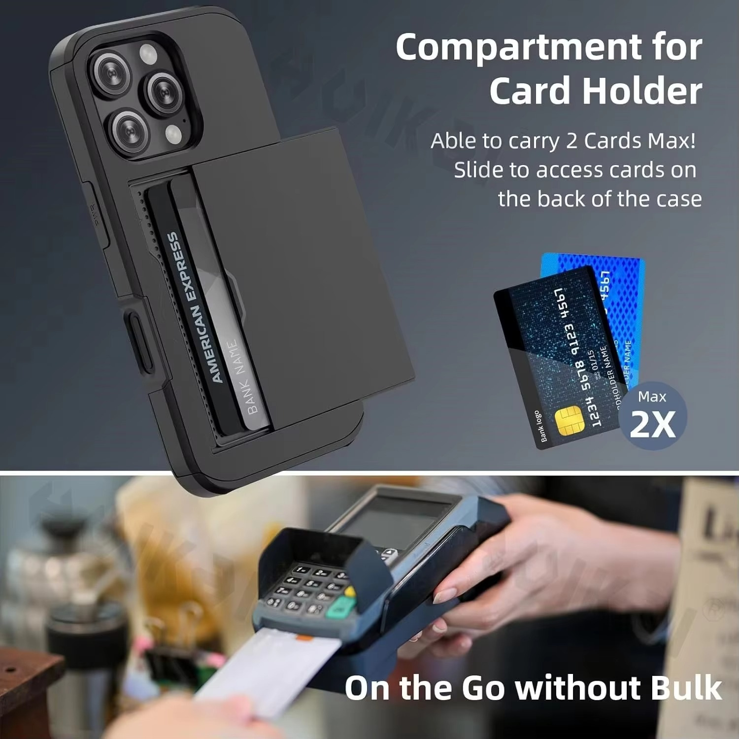 Rugged iPhone Case — Slide Wallet Armor Cover with Card Slots, Shockproof Dual-Layer Heavy-Duty Protection and Anti-Fingerprint Scratch-Resistant Non-Slip Design