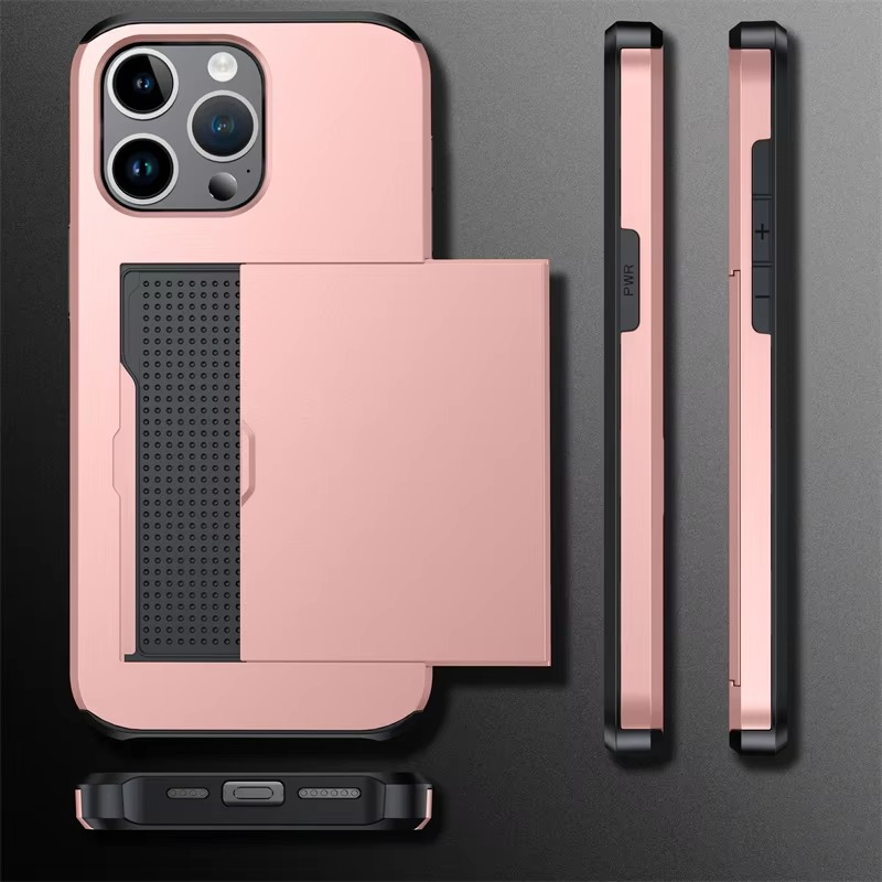 Rugged iPhone Case — Slide Wallet Armor Cover with Card Slots, Shockproof Dual-Layer Heavy-Duty Protection and Anti-Fingerprint Scratch-Resistant Non-Slip Design