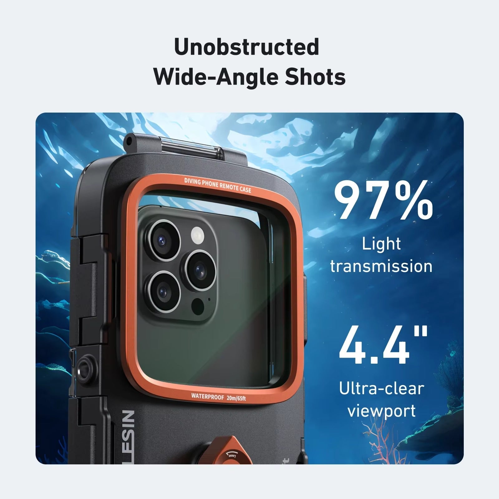 Rugged iPhone Case — Waterproof Diving Housing with 20m/65ft Underwater Protection, Bluetooth Photo & Video Control and Full-Coverage IP68 Surfing & Snorkeling Design