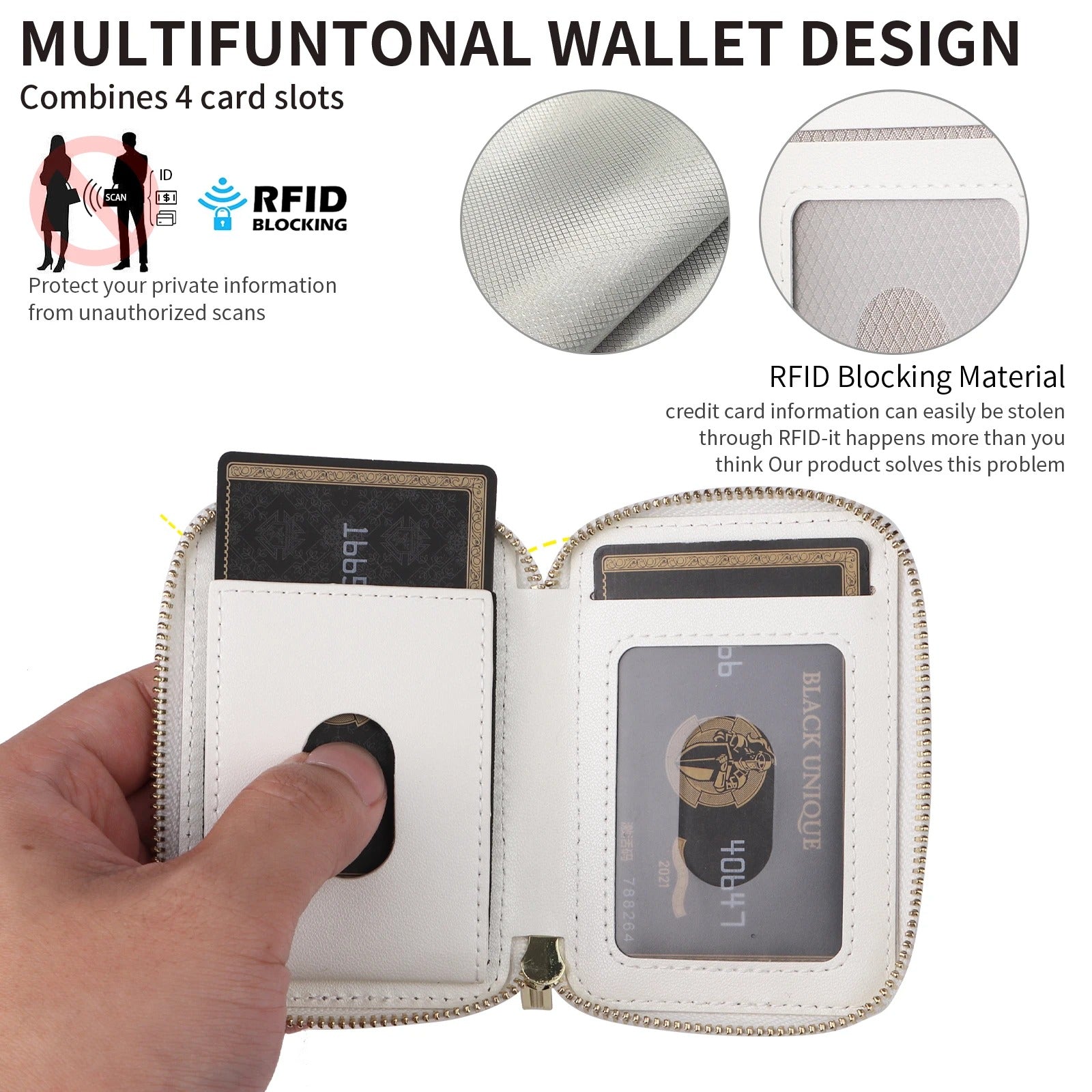 Refined iPhone Mangetic Leather Wallet, MagSafe-Compatible Card Holder with RFID Blocking, Slim Storage Design with Lanyard Support