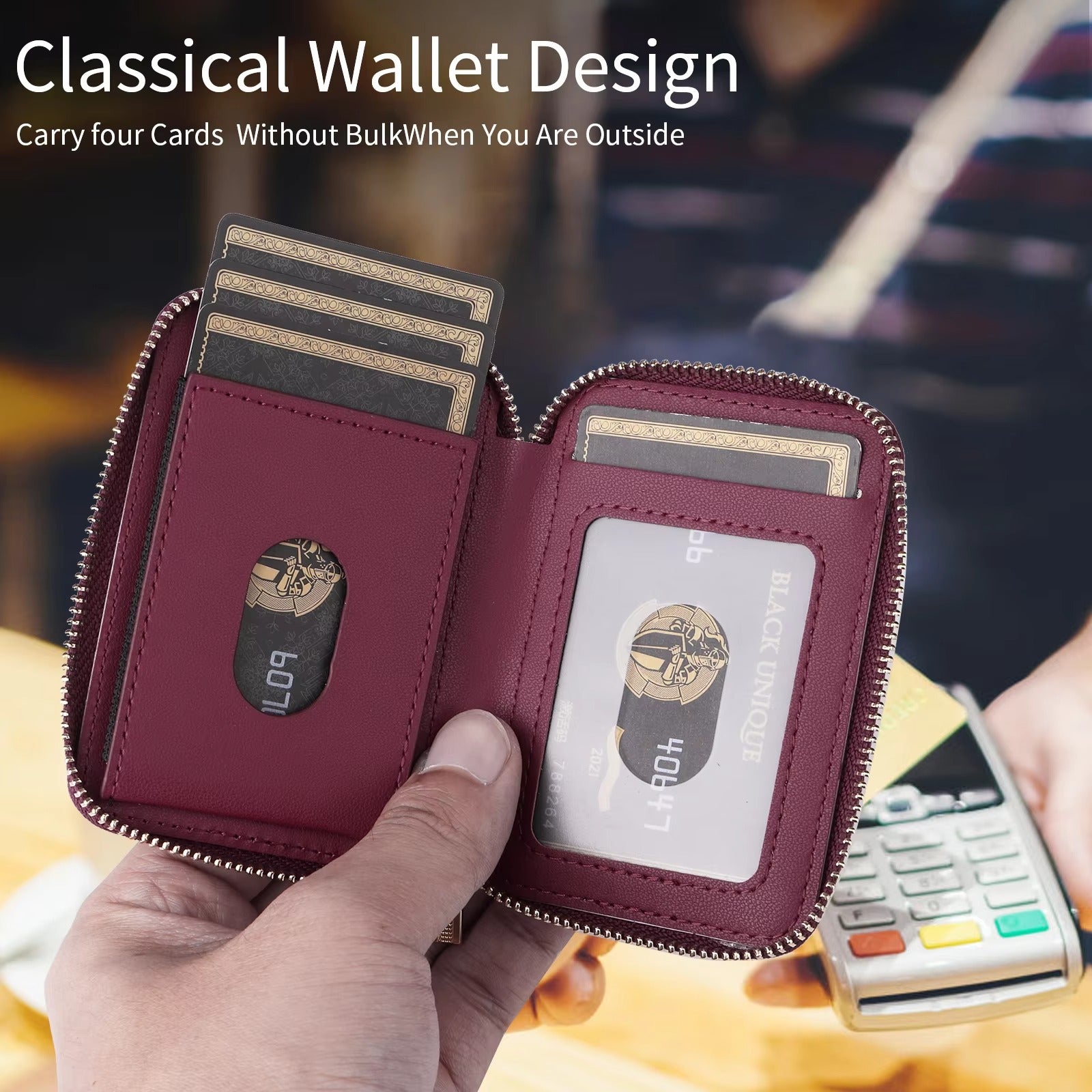 Refined iPhone Mangetic Leather Wallet, MagSafe-Compatible Card Holder with RFID Blocking, Slim Storage Design with Lanyard Support
