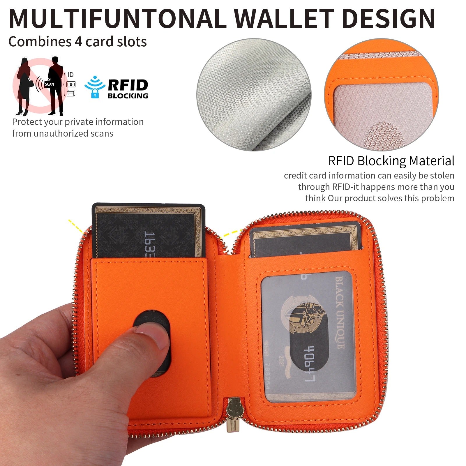 Refined iPhone Mangetic Leather Wallet, MagSafe-Compatible Card Holder with RFID Blocking, Slim Storage Design with Lanyard Support