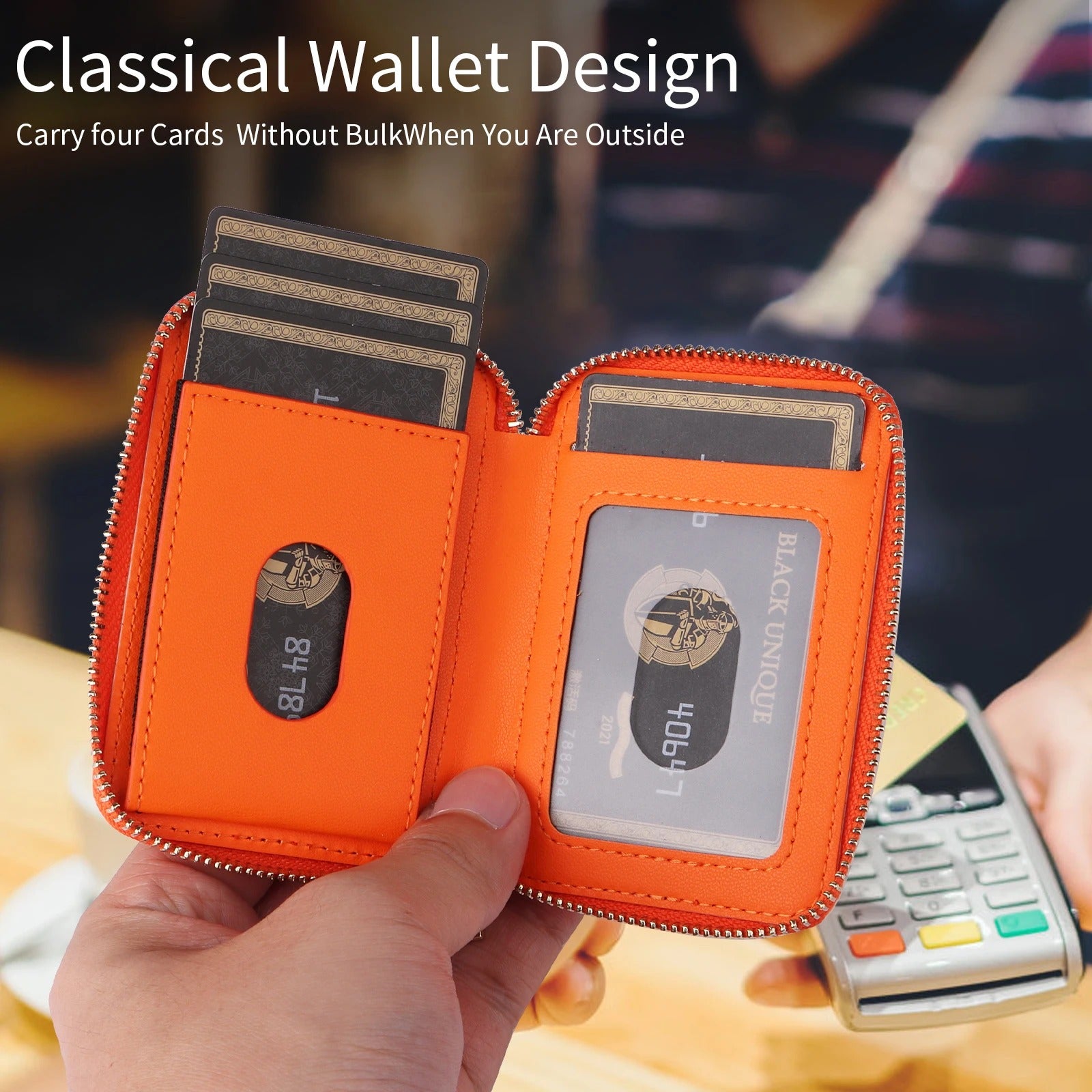 Refined iPhone Mangetic Leather Wallet, MagSafe-Compatible Card Holder with RFID Blocking, Slim Storage Design with Lanyard Support