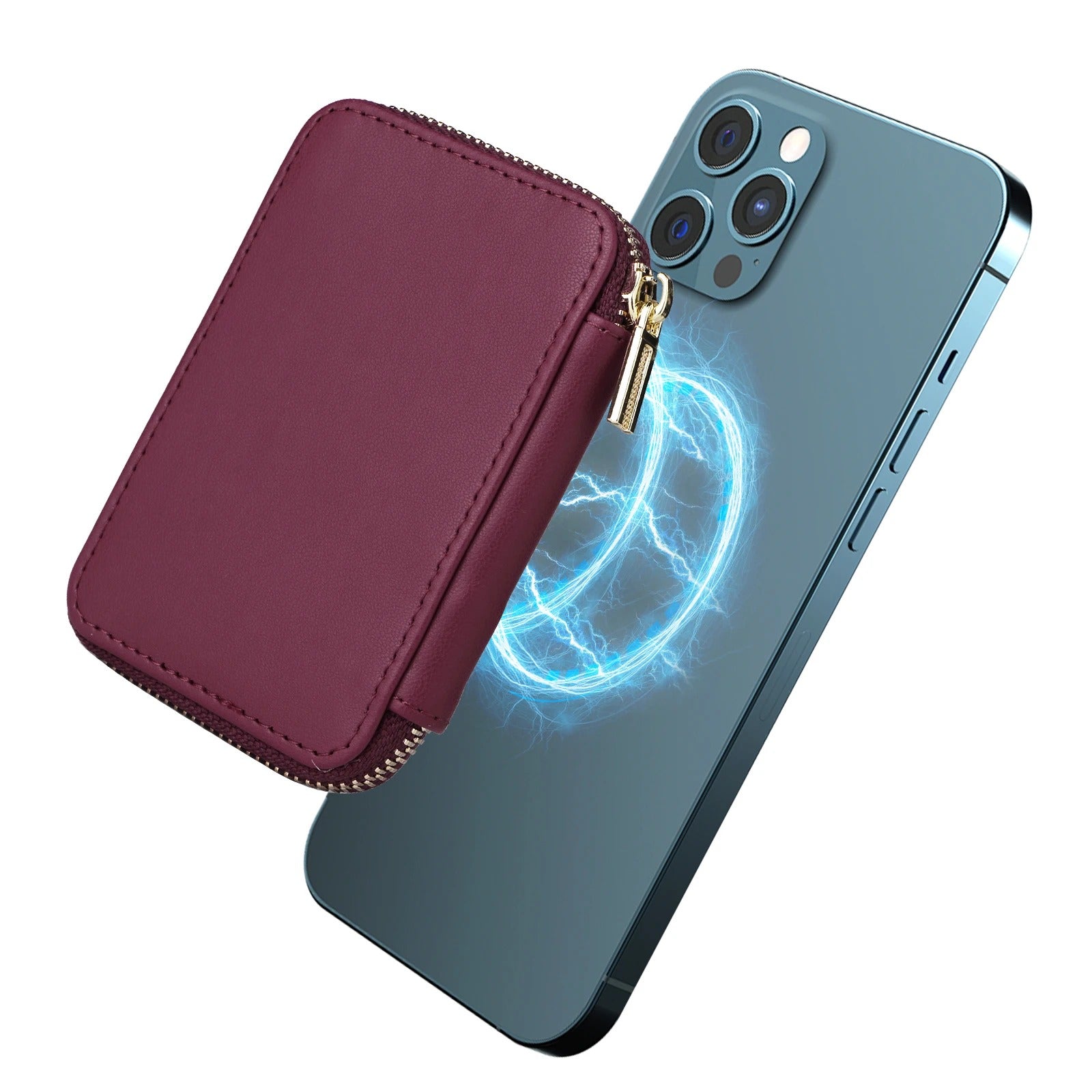 Refined iPhone Mangetic Leather Wallet, MagSafe-Compatible Card Holder with RFID Blocking, Slim Storage Design with Lanyard Support