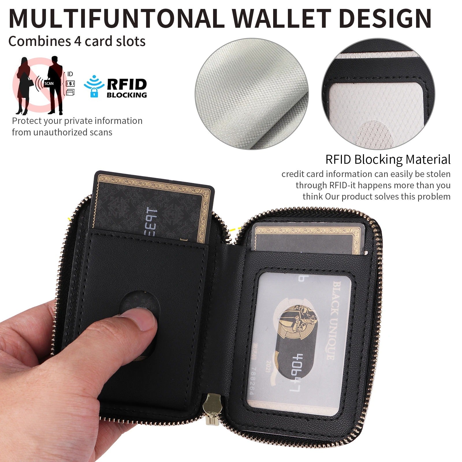 Refined iPhone Mangetic Leather Wallet, MagSafe-Compatible Card Holder with RFID Blocking, Slim Storage Design with Lanyard Support