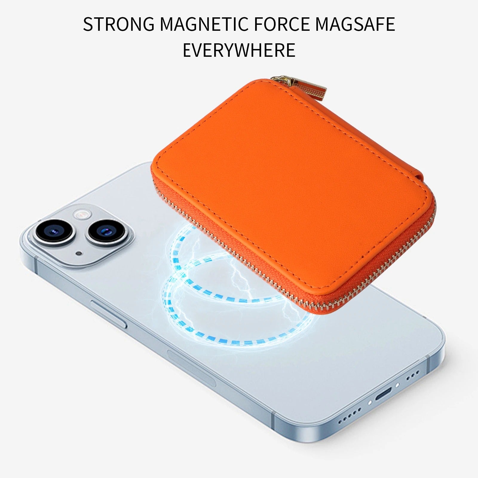 Refined iPhone Mangetic Leather Wallet, MagSafe-Compatible Card Holder with RFID Blocking, Slim Storage Design with Lanyard Support