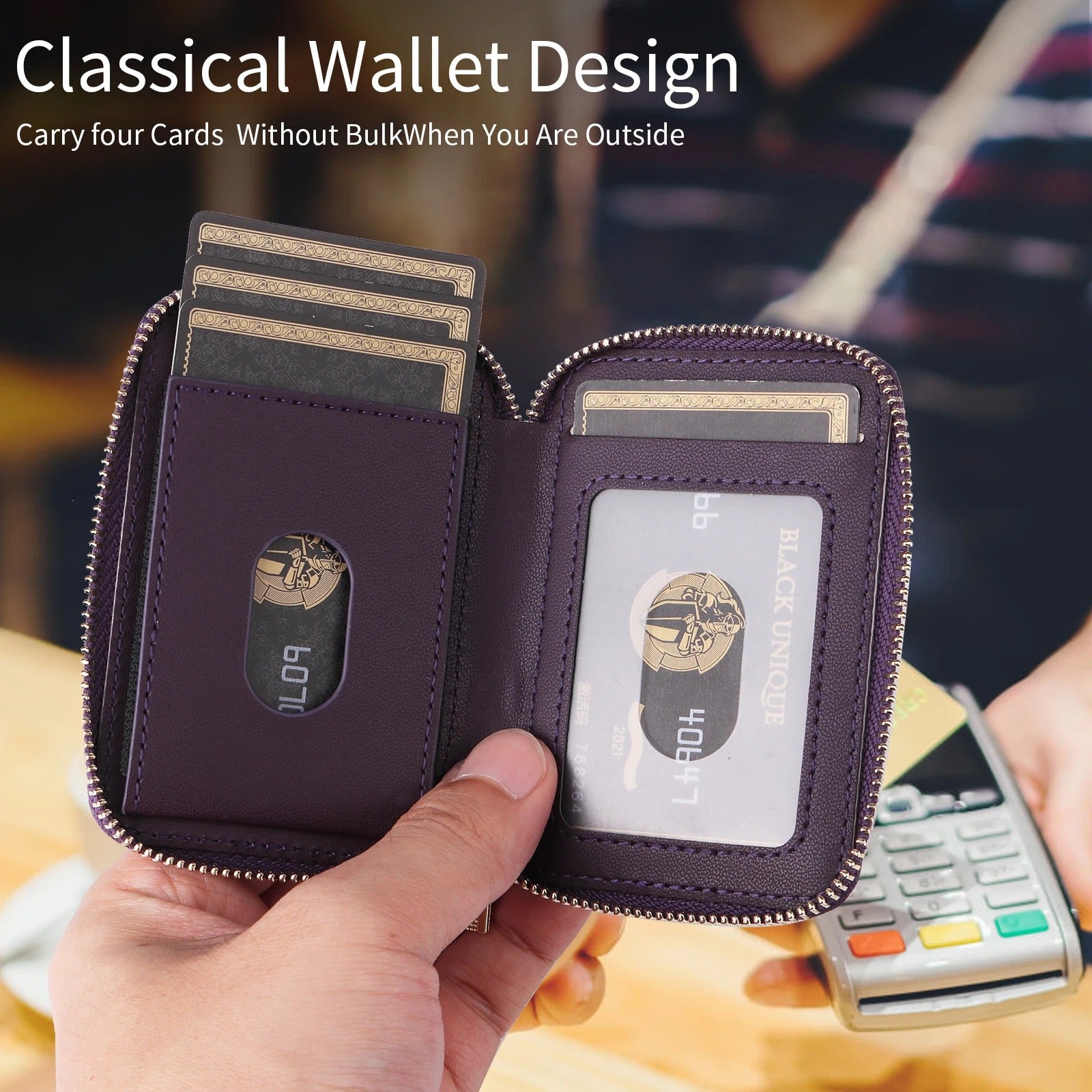 Refined iPhone Mangetic Leather Wallet, MagSafe-Compatible Card Holder with RFID Blocking, Slim Storage Design with Lanyard Support