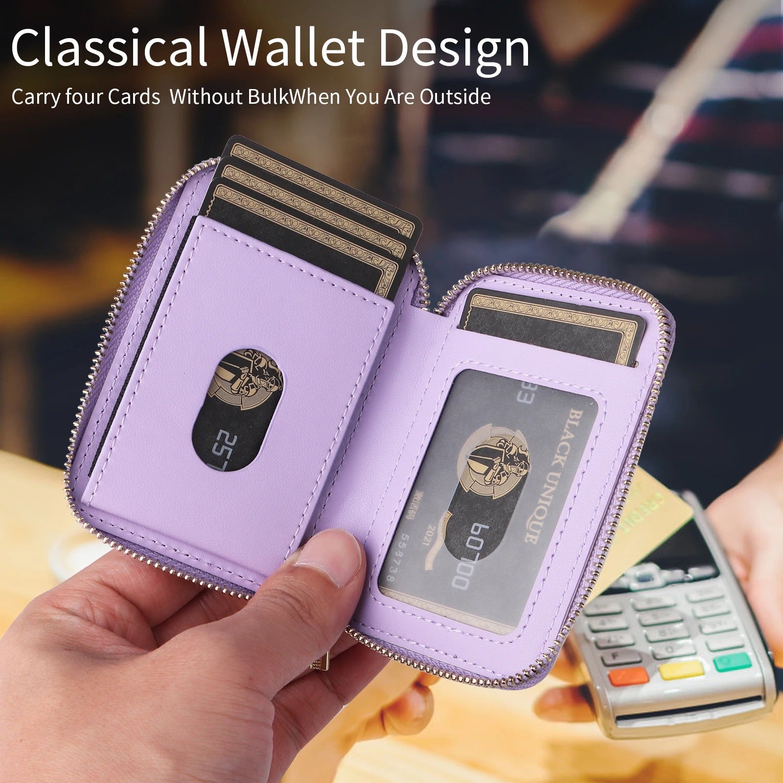 Refined iPhone Mangetic Leather Wallet, MagSafe-Compatible Card Holder with RFID Blocking, Slim Storage Design with Lanyard Support