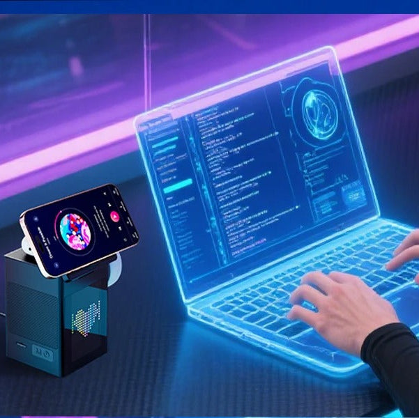 Premium iPhone Magnetic Wireless Charging Station, 15W Fast-Charge Stand with LED Display, Bluetooth Speaker & Alarm Clock