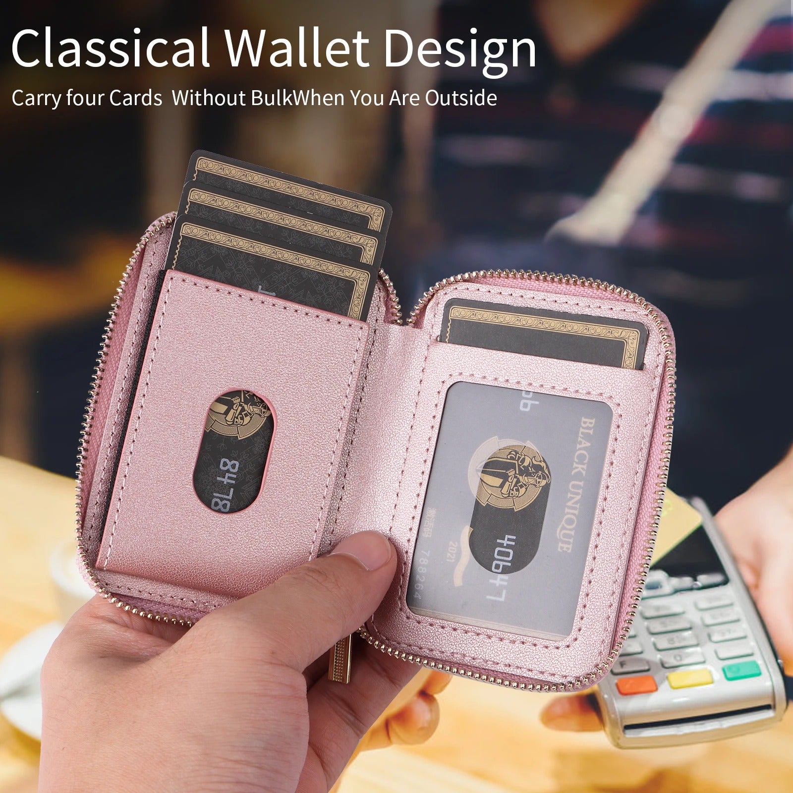 Refined iPhone Mangetic Leather Wallet, MagSafe-Compatible Card Holder with RFID Blocking, Slim Storage Design with Lanyard Support