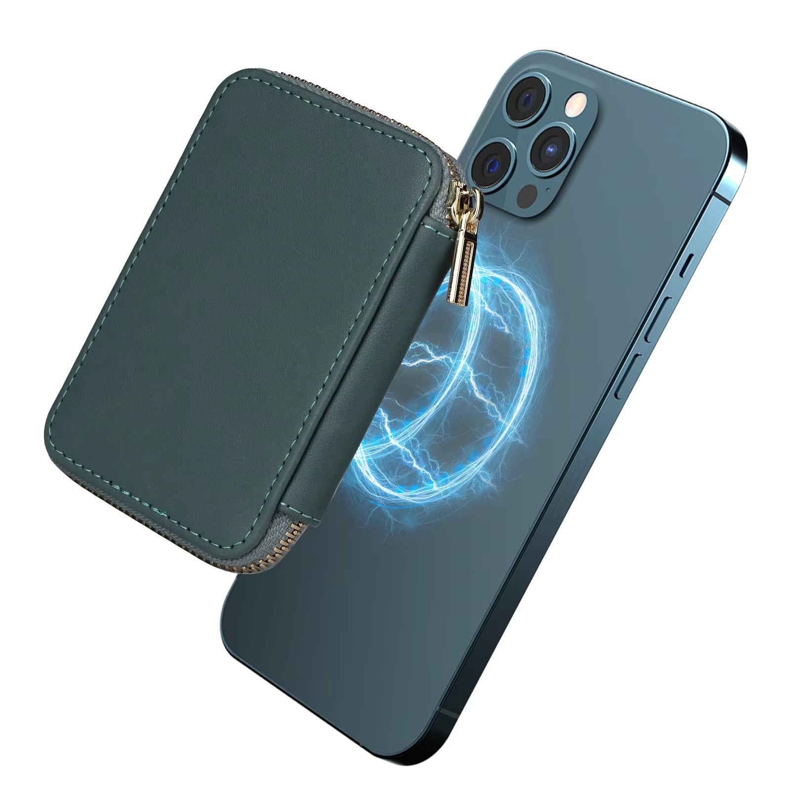 Refined iPhone Mangetic Leather Wallet, MagSafe-Compatible Card Holder with RFID Blocking, Slim Storage Design with Lanyard Support