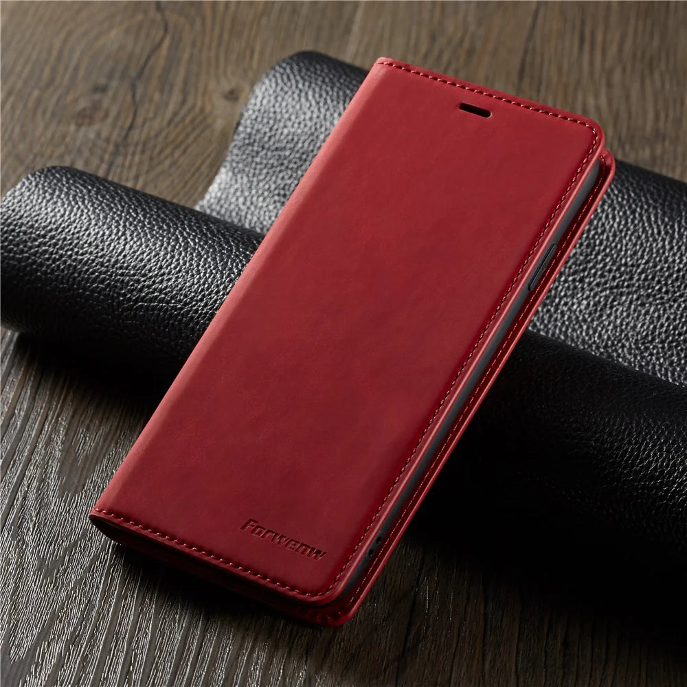 Ultra-Slim iPhone Case — Leather Flip Wallet Cover with Magnetic Suede Finish, Card Slots, Cash Pocket, Stand Function and Lightweight Full-Body Protection